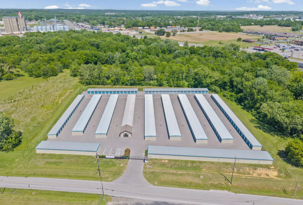 Birds eye view of Riverbend Self Storage property in Hopkinsville Kentucky